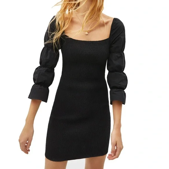 Bershka | Dresses | Bershka Smocked Square Neck Shirred Dress | Poshmark